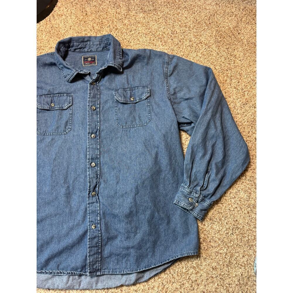 WRANGLER long sleeve Denim Button up Shirt, Men's Size XXL, Vintage 90's - Picture 8 of 11